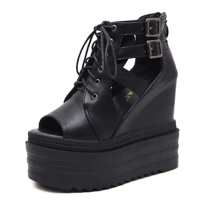 Fashion 15CM Women's Fish Mouth Wedge Sandals Thick Platform High-heeled Shoes Wedges Shoes for Women  High Heels