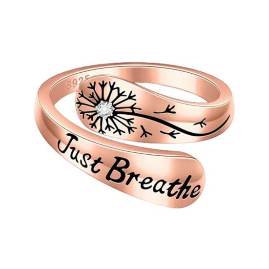 Just Breathe Dandelion Ring Adjustable Zinc Alloy Hope Ring Inspirational Dandelion Ring Encouragement Gift