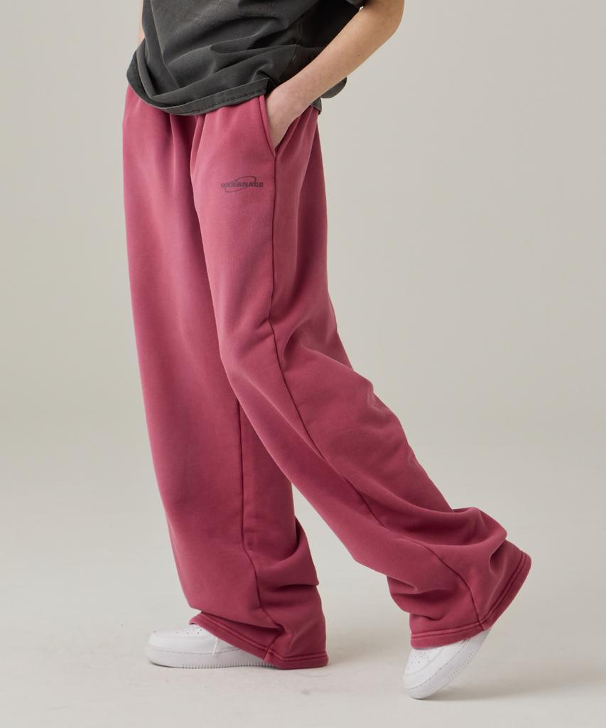 URBANAGE Pigment Washed Signature Wide Sweatpants Pink