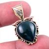 Natural Bloodstone Gemstone 925 Solid Sterling Silver TwoTone Pendant 1.25" H2H11