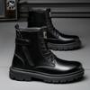 Мужские ботинки мартин Мужские ботинки-локомотивы в британском стиле с высоким верхом Зимние бархатные рыцарские ботинки средней высоты из кожи 2025