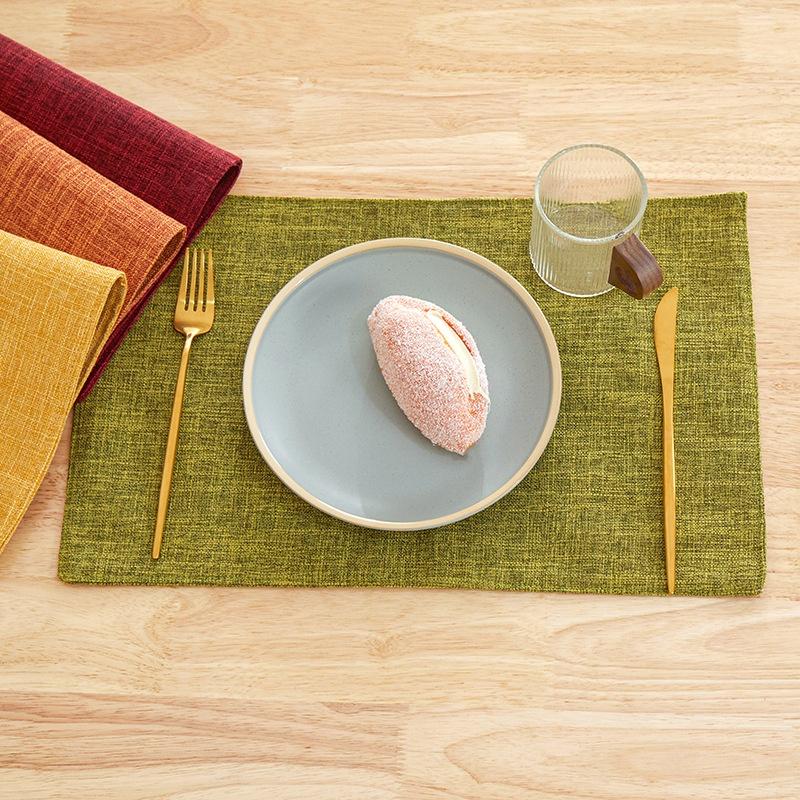Льняной однотонный обеденный коврик в скандинавском стиле Ins, коврик для обеденного стола, коврик для обеденного стола в западном стиле, коврик для чаши и чашки с обеих сторон