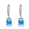 New Simple Fashion Bright Sky Blue CZ Drop Earrings for Bridal Wedding Engagement Party Minimalist Gift Elegant Lady Jewelry