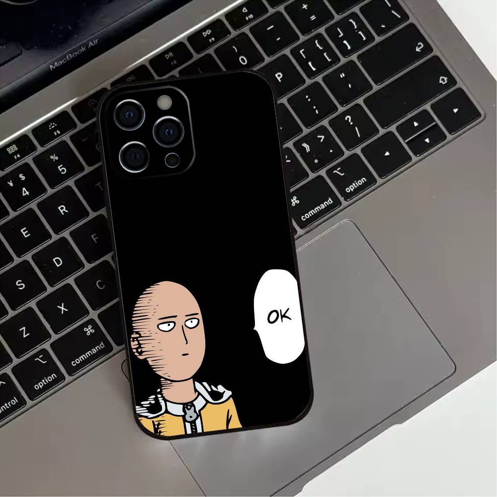 O-One P-Punch Anime Man  Phone Case For iPhone 17,16,15,14,13,12,11 Plus,Pro Max,XS,Soft Silicone Black Cover