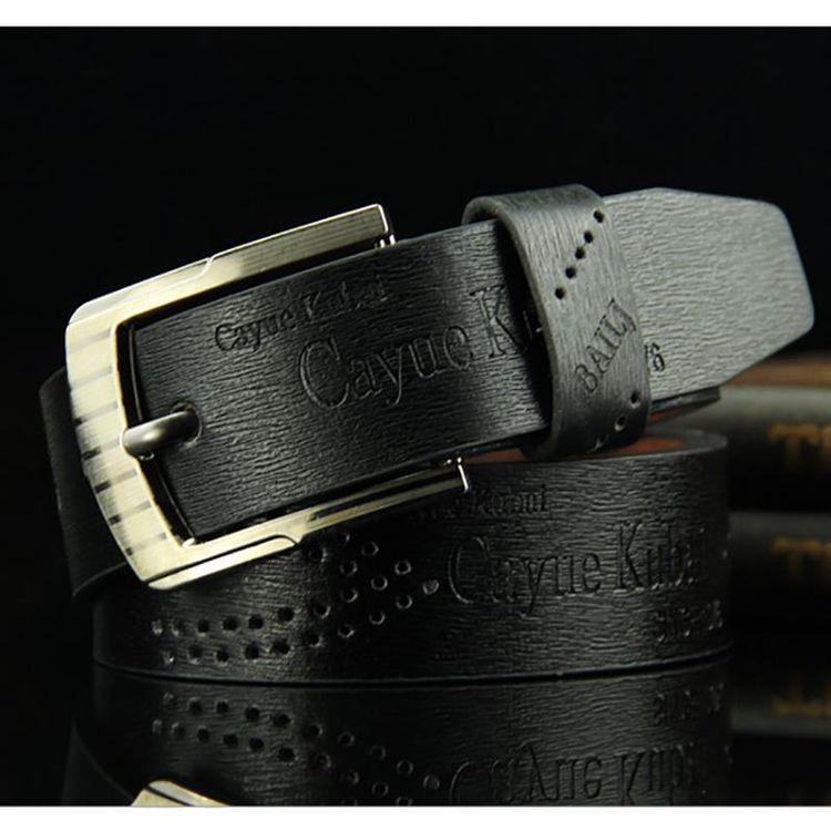 Pin Buckle Belt Clothing Accessories Men's Belt Retro Hollow Out Leather Fashion Leisure Handmade