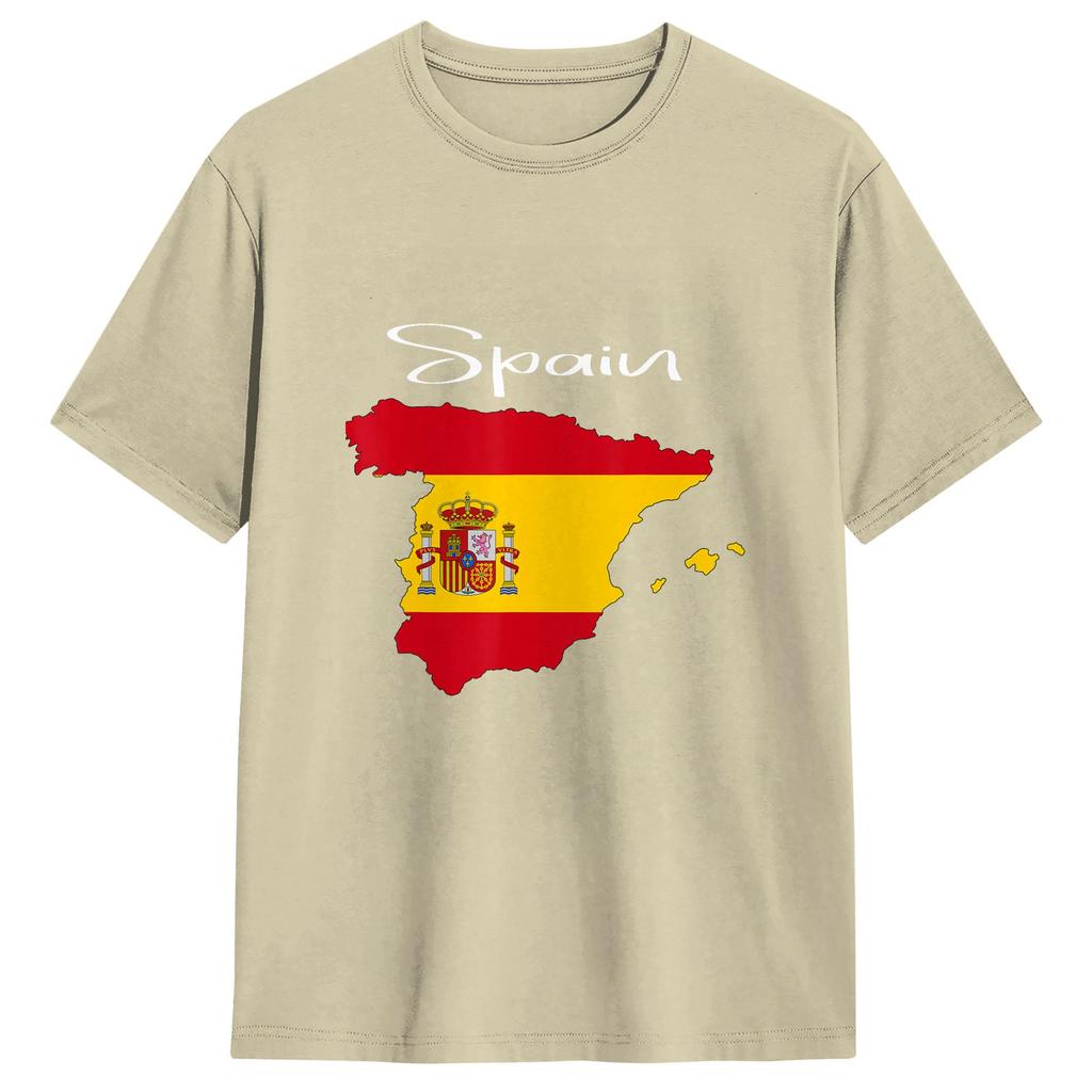 Spain Spanish Flag T Shirts Unisexs Cotton Novelty Tshirts Round Neck Tees Short Sleeve Clothing Plus Size