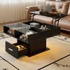 Multifunctional High-Gloss Lift Coffee Table with LED Lighting, Adjustable Height & Flexible Storage for Living Room, Office & Small Apartments