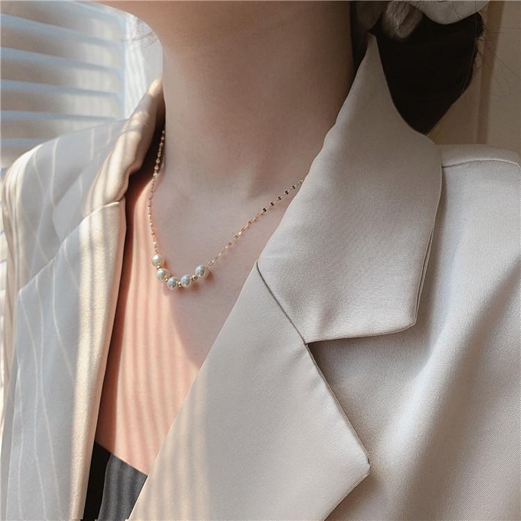 Цепочка для губ Минималистичное колье-чокер в корейском стиле с пресноводным жемчугом для женщин