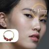 9K Gold Red Bead Nose Hoop Ring - Quality Piercing
