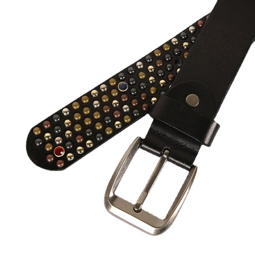 Мужской и женский ремень высокого качества из 100% натуральной кожи, модный ремень для отдыха с заклепками, ремень с грибами и бриллиантами, PK014
