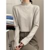 Spring black sweater women's high-end crimped inside knitted top semi-turtleneck temperament versatile bottoming shirt