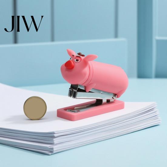 Functional Stapler for Receipts And Crafts Mini Cartoon Stapler, Cute Pig Shape, Portable Lightweight PVC Small Desktop Office Desk Shell Binding