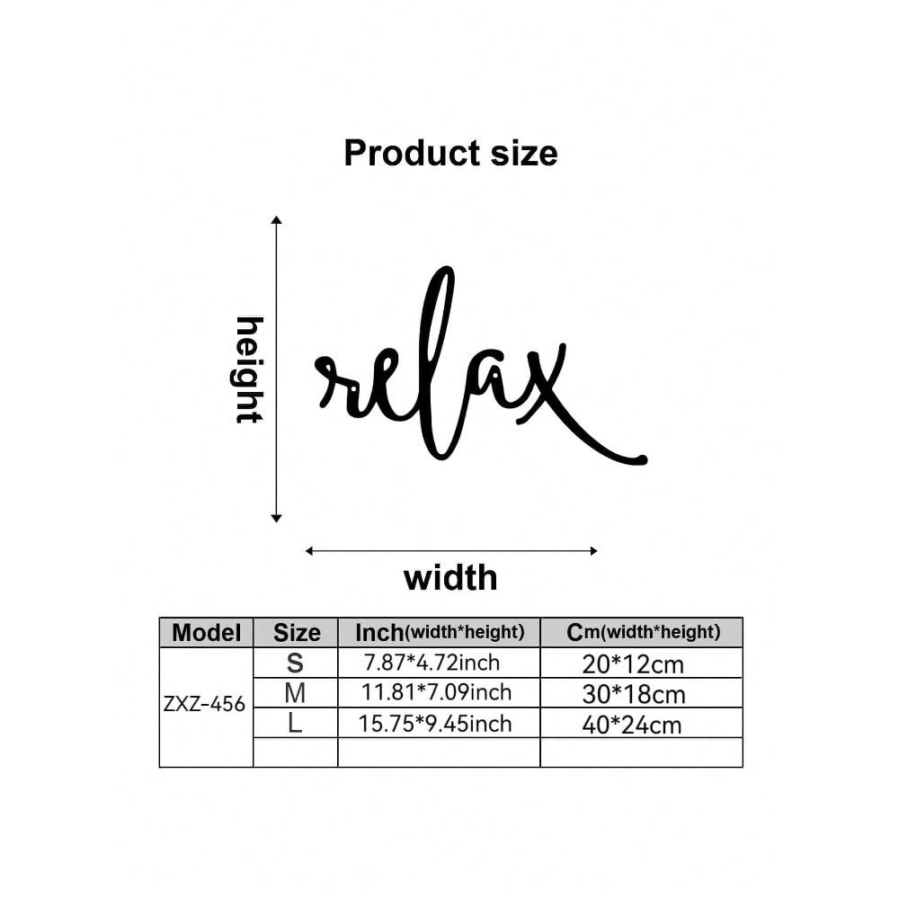 Black Metal Relax Word Art Deco Style Wall Decor Modern Bathroom Sign Iron Art Hanging Decoration