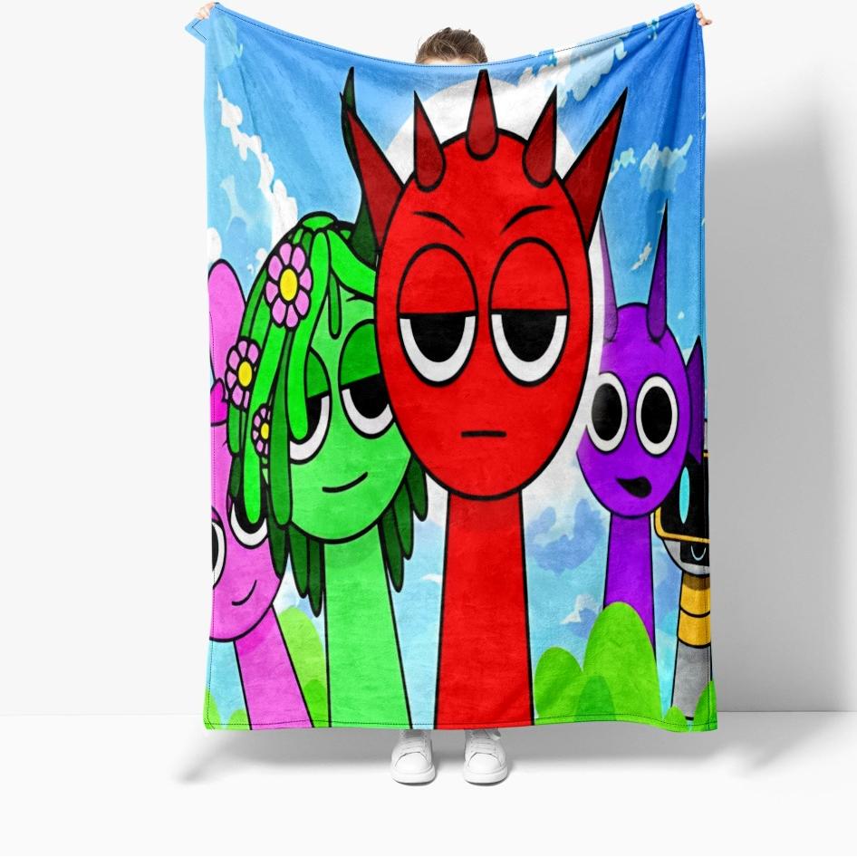 1PC Game Sprunki Throw Blanket Incredibox 3D Printed Soft Fuzzy Nap Blanket Bedspreads All Seasons For Girl Boy Kids Teenagers