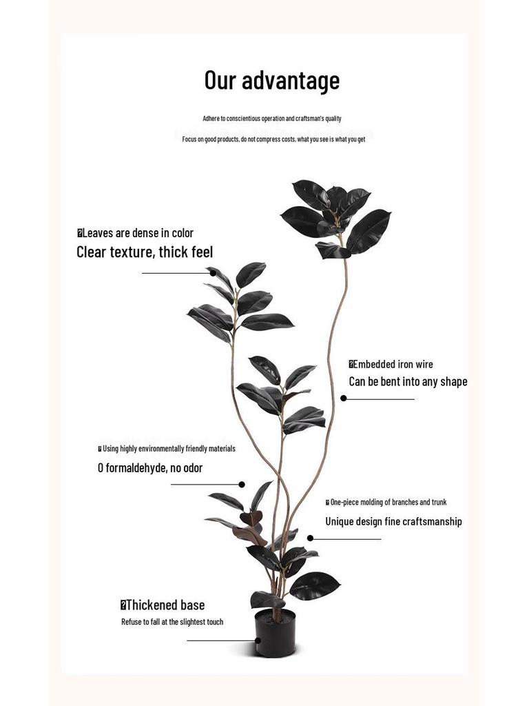 Роскошное искусственное дерево Фикус Эластика Черное Золото: Комнатное украшение и напольное украшение