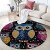 Круглый ковер с узором из разноцветных сов, Ковер для гостиной, спальни, дивана, игровой комнаты, Декор, Нескользящий коврик для пола, Праздничные и Подарок на день рождения