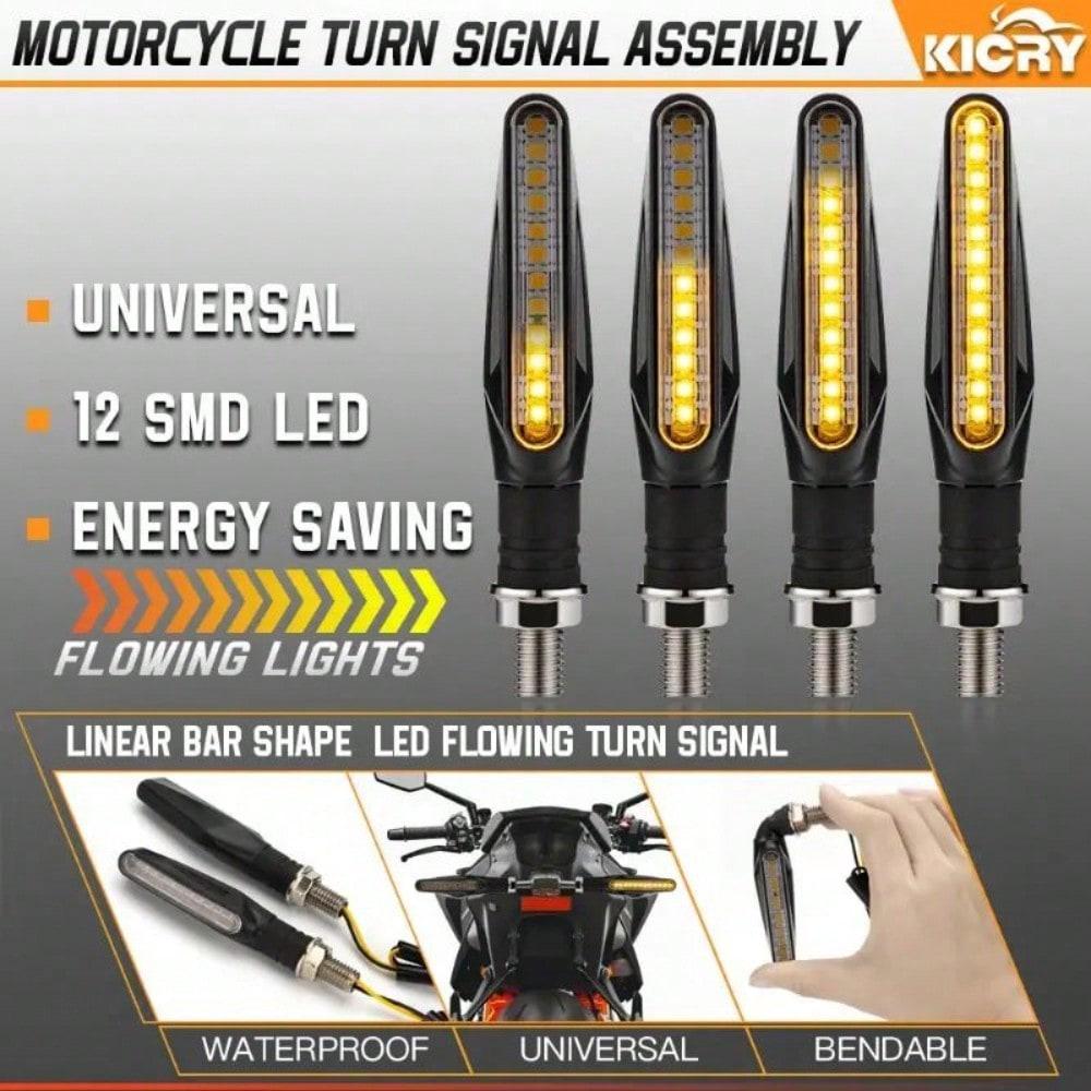 2PCS Universal LED Motorcycle Turn Signal Lights – 12V IP68 Waterproof Amber Flashers for Rear Bike Lamps (Accessories)