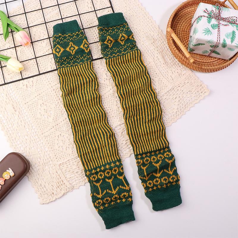 Осенние и Зимние Теплые Шерстяные Вязаные Гетры Без Стопы Бохо Роскошные Чулки Для Женщин Девочек