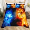 Lion Rose Duvet Cover Sets King Size Animal Floral Print Polyester Comforter Cover Nature Theme Bedding Set for Kids Adult Teens