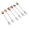 Рождественский набор вилок и ложек из нержавеющей стали, полированное серебро, десертные вилки с кофейными ложками, элегантные сервировочные приборы для рождественской вечеринки