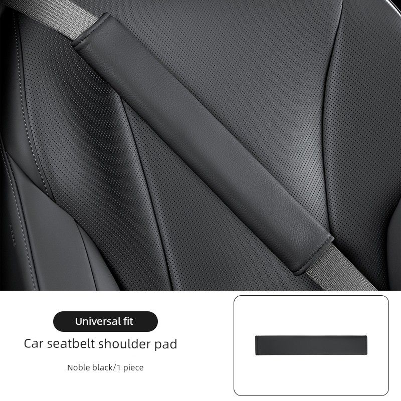 Seatbelt Shoulder Pad, Soft Nappa Leather, Extended Anti-Wear Shoulder and Neck Velcro Protective Cover, Universal for All Seasons, Interior Accessory