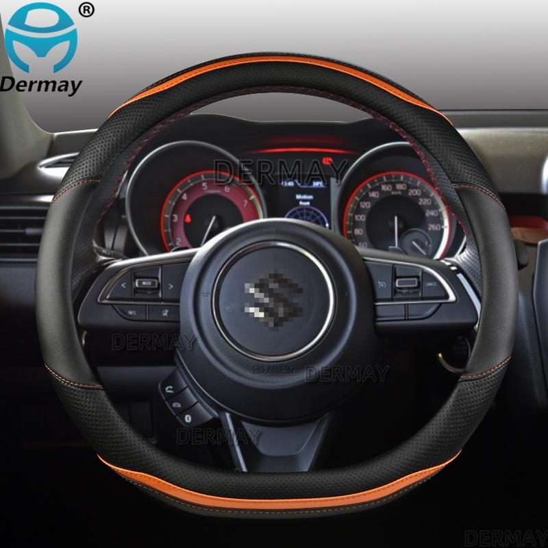 Для Suzuki Swift 2017 2018 DERMAY Автомобильный чехол на руль из микрофибры + углеродное волокно авто