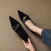New Retro Pointed Head Shallow Mouth Single Shoes Women's Flat Bottom Inner Height Increase Temperament Versatile Commuter Work Shoes
