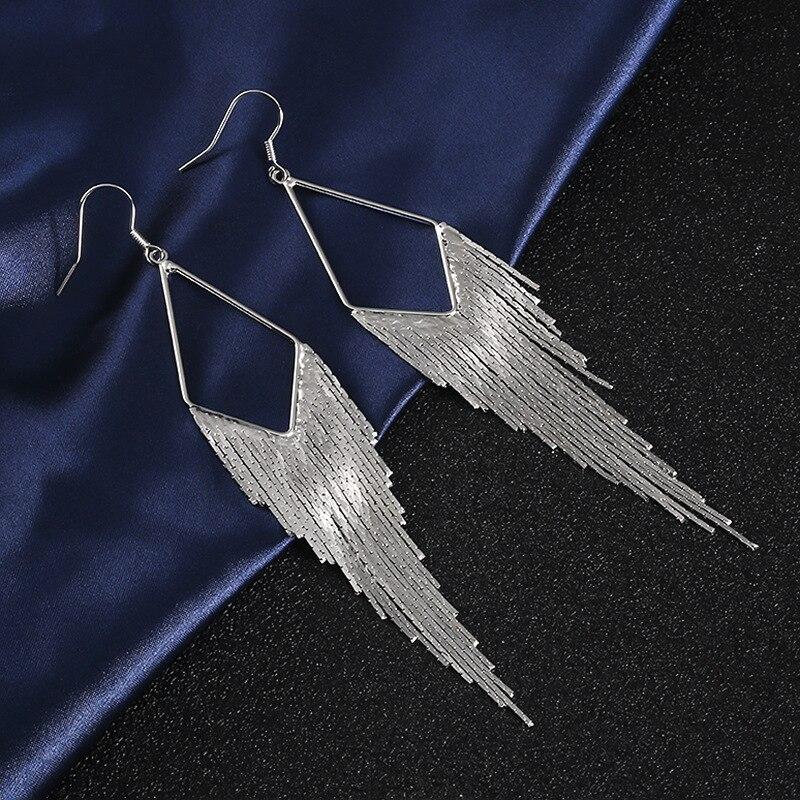 Модные висячие серьги золотого цвета с длинными кисточками, ювелирные изделия, винтажные металлические массивные серьги с бахромой, очаровательные серьги-капли, большие серьги для женщин