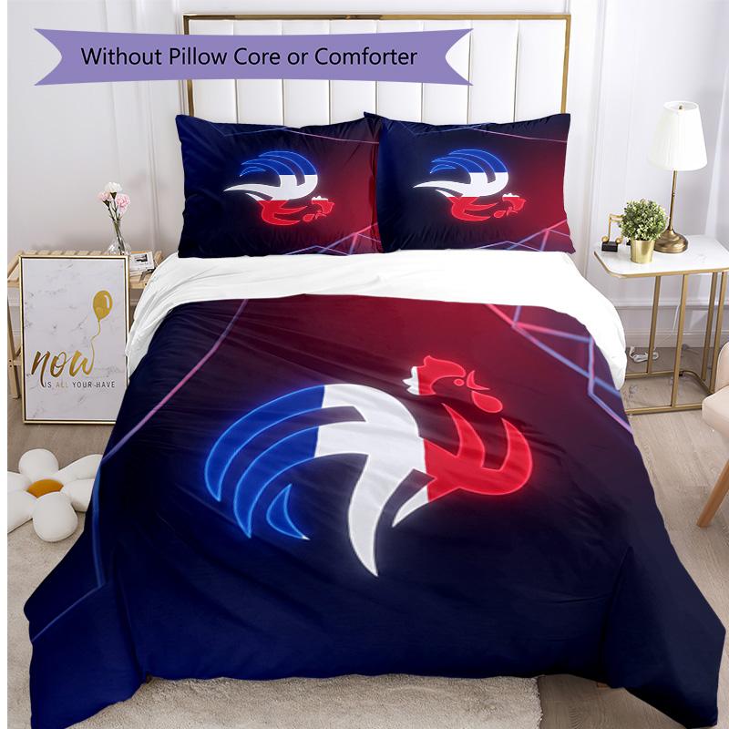 France Football Printed Bedding 3 Piece Set Cozy Breathable Bed Cover Set as Housewarming Holiday Gift