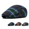 Цветная клетчатая шерстяная кепка осень-зима британский винтажный берет для мужчин и женщин теплая кепка газетчик