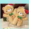 Christmas Bear Plush Toy Doll With Santa Hat For Holiday Decor