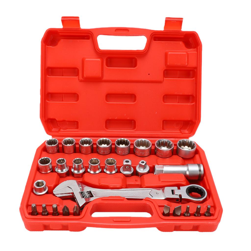 Pass Through Socket Set 3 8 1 2 Inch Drive Sockets 72 Tooth Reversible Wrench Tool Kit for Hex Square Spline Socket