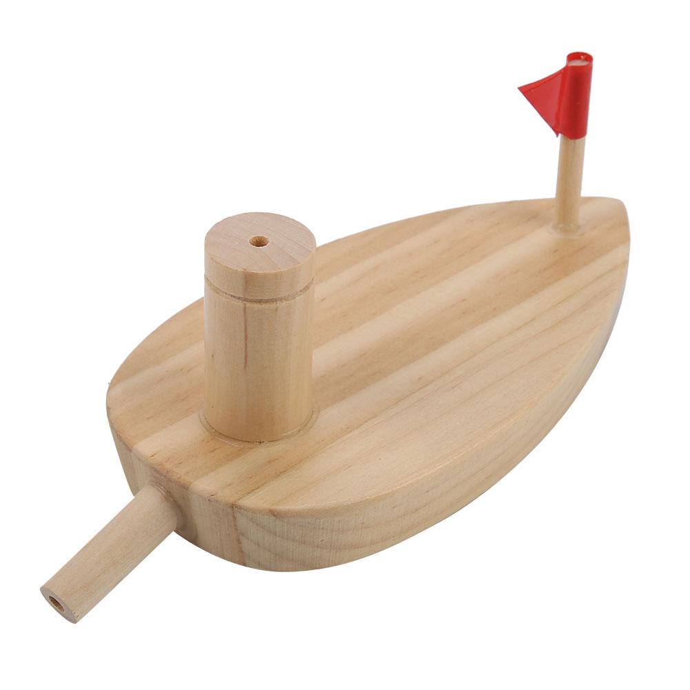 Balloon Powered Wooden Boat Cartoon Children Water Playing Bathing Toys