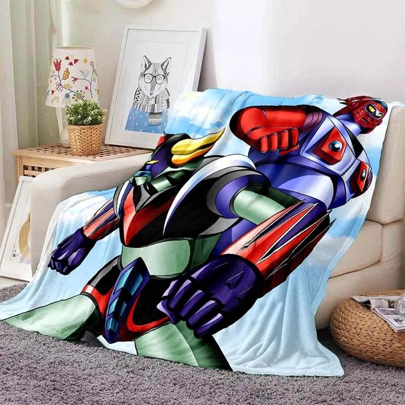 G-Goldorak Pattern Print Flannel Blanket,for Couch, Bed, Sofa, Office-Soft and Soothing Printing Blanket For All Season