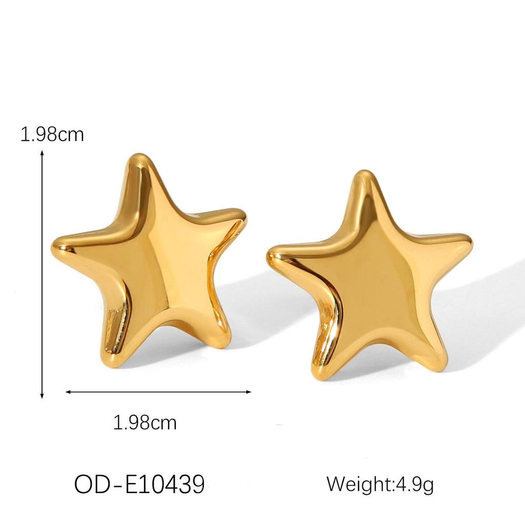 Five-Pointed Star Titanium Steel Jewelry Set: 18K Gold & Silver Necklace, Earrings, and Ring