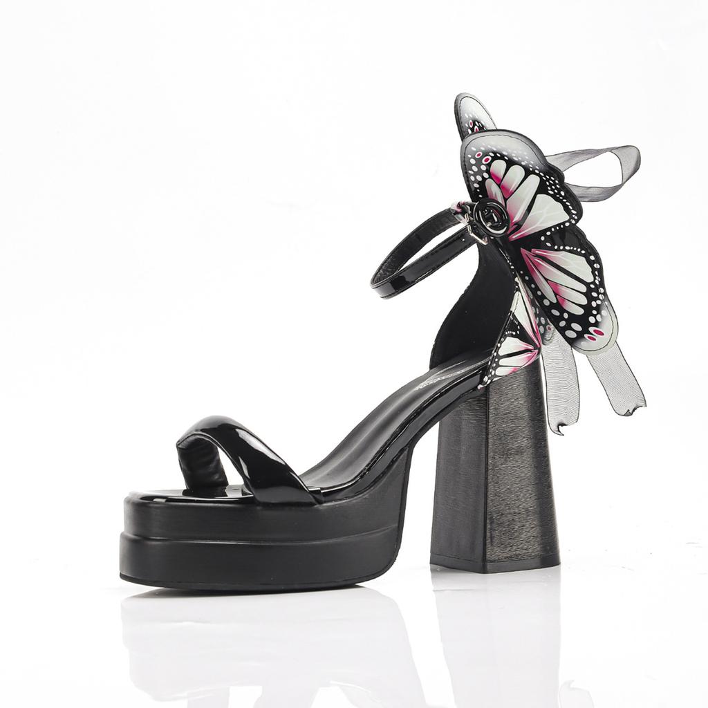 Fashion Chic Butterfly - Accent Platform Heeled Sandals | Unique & Eye - Catching, Perfect for Party & Stylish Looks