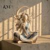 Статуэтка для духовного роста, Статуэтка Богини Луны для медитации, Статуэтка из смолы, Фигурка для йоги и дзен, Элегантное настольное украшение в виде полумесяца для домашнего декора, Подарок для влюбленных