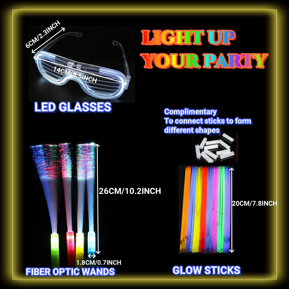 70-240PCS Glow Party Supplies LED Glasses Glow Fiber Optic Wands Glow Sticks Bracelets for Concert Neon Party Wedding Favors
