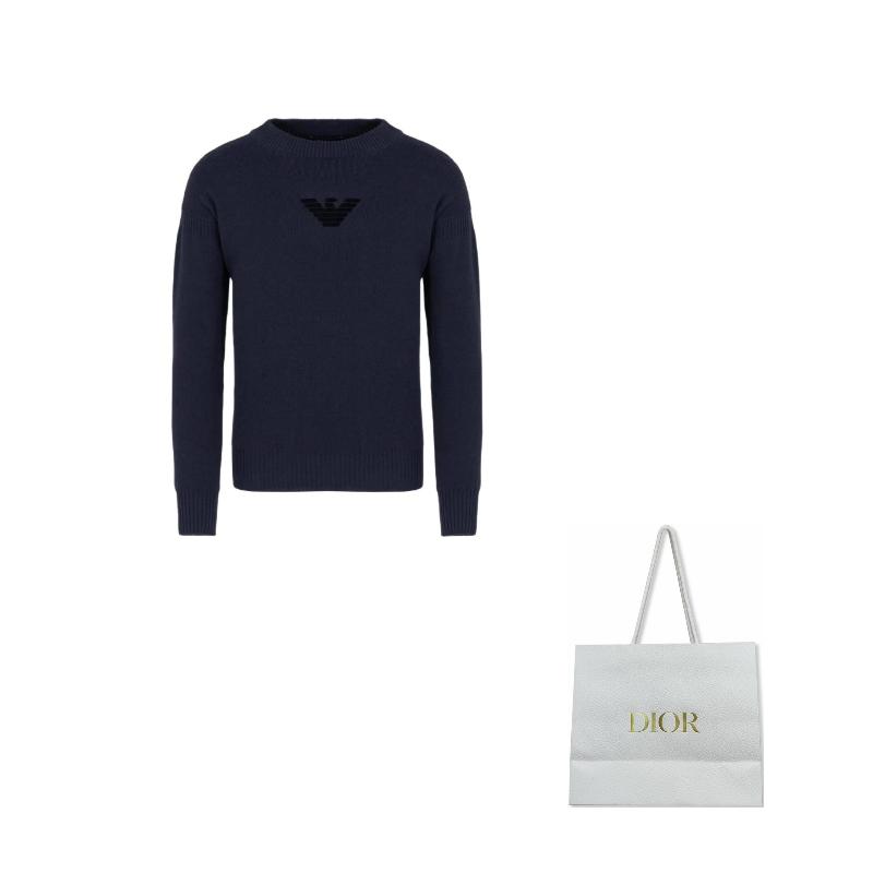 EMPORIO ARMANI Logo Flocked Crewneck Knitted Jumper EM00051-5AF12177-UB109