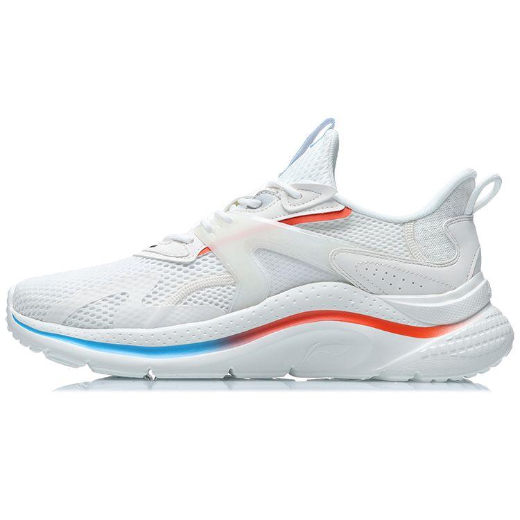 Li Ning Flow Cloud Shock Absorption Non-Slip Wear-Resistant Low-Top Running Shoes Men Running Shoes White Blue Orange AGLR033-3