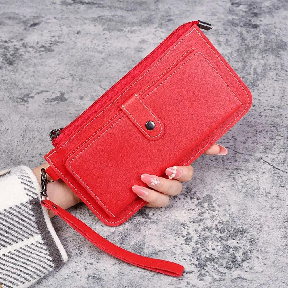 Women's Wallet Multi-functional Fashion PU Leather Long Zipper Wallets Multi-card Position Clutch Buckle Tassel Student Wallet
