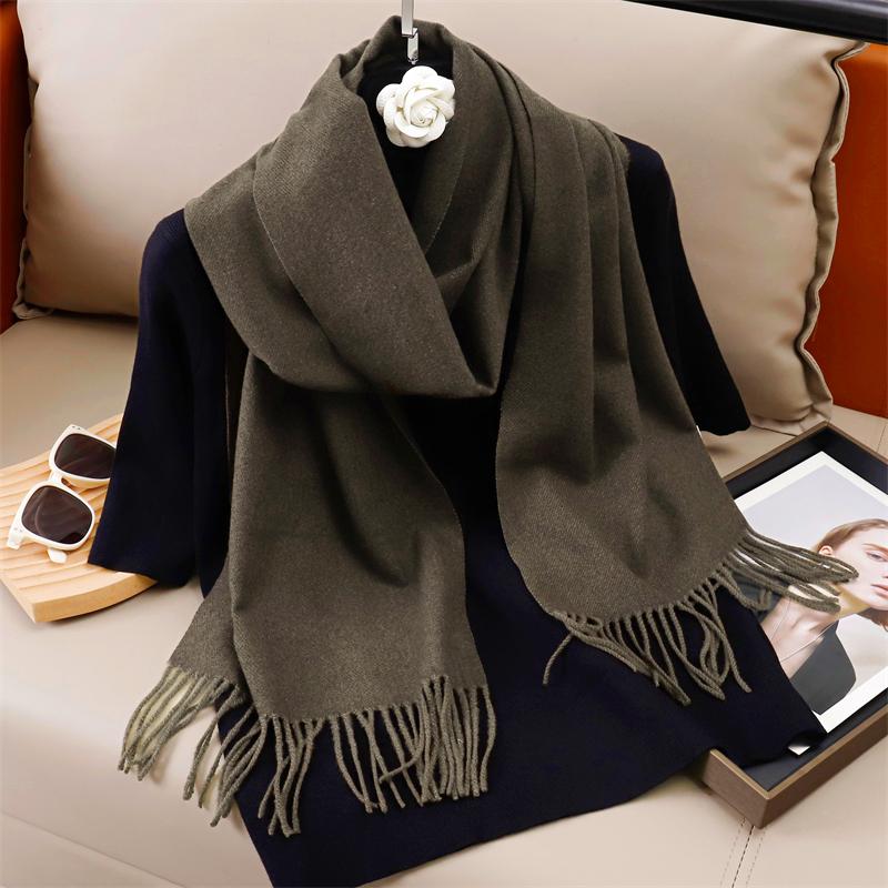 New Winer Warm Cashmere Scarf for Women Fashion Solid Thick Blanket Pashmina Shawl Wrap Female Bufanda Echarpe Foulard