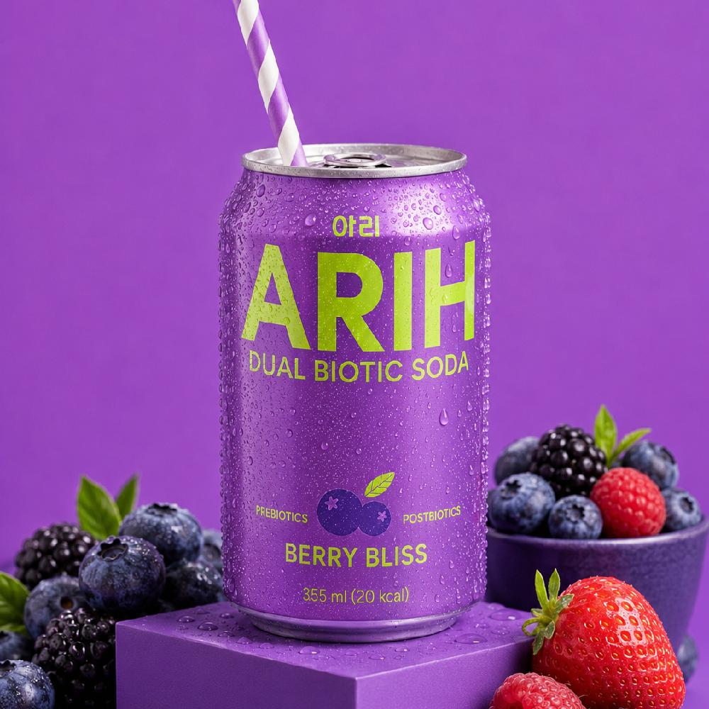 Ari Dual Biotic Soda - Choose 1 of 7 (Apple/Red Ruby/Berry/Orange/Pineapple/Lemon/Peach Mango)