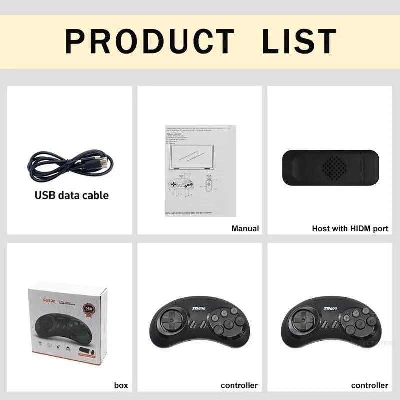 16-битная игровая консоль MD для SEGA Genesis SG800 Game Stick, беспроводной контроллер, встроенный в 4600+ игр, игровой проигрыватель HDMI