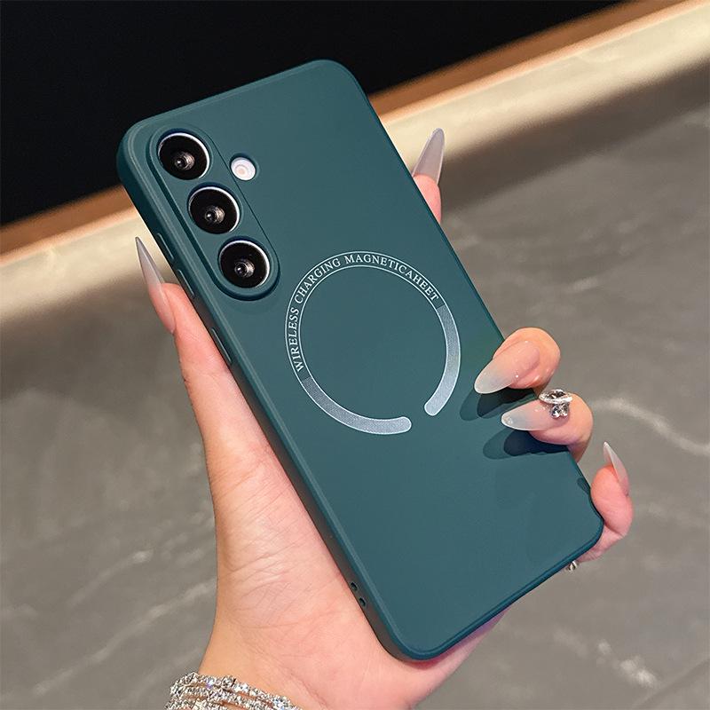 Совместимый с Samsung S25Fe Чехол-кубик Рубика из жидкого силикона с магнитом, Полное покрытие, Ударопрочный