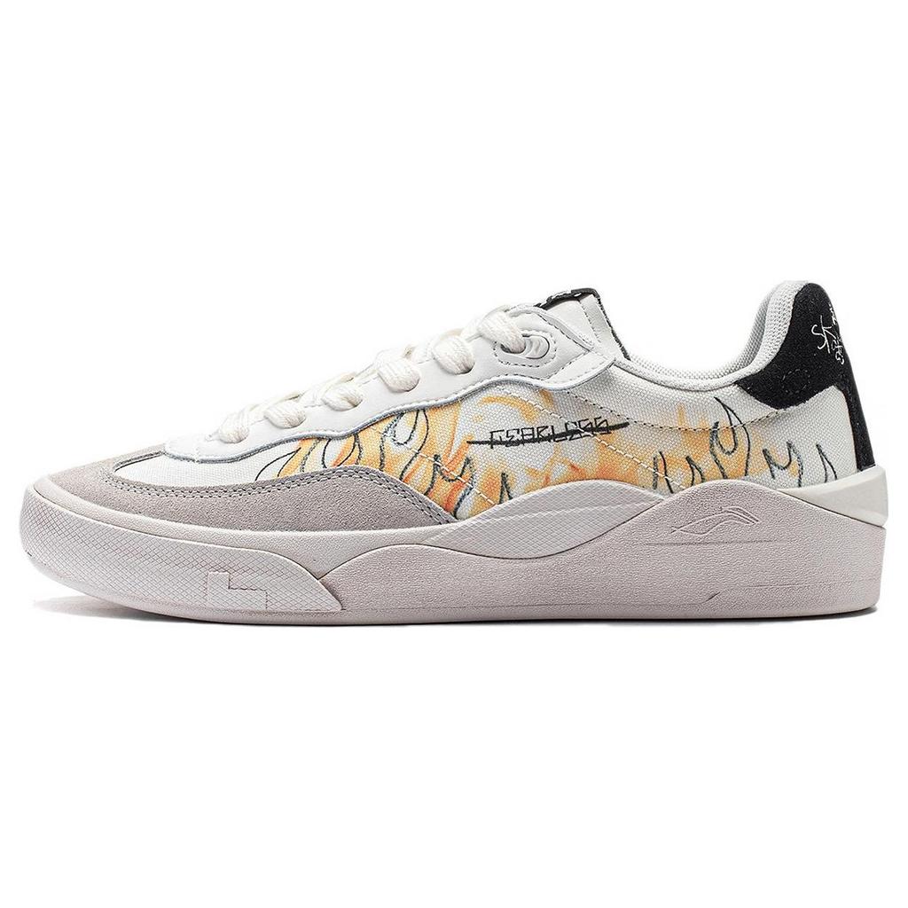 Li Ning Skategeneral Non-Slip Shock Absorption Low-Top Skate Shoes Men Sneakers Champagne-White AEPSA49-7