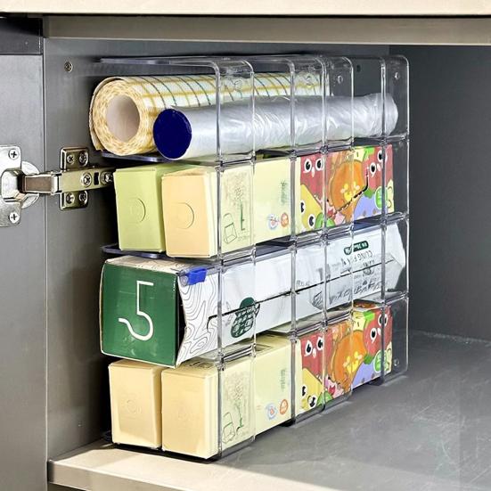 Стеллаж для хранения Выдвижной ящик Плавный выдвижной органайзер для шкафа Высокопрочная рама Прозрачная видимость Многоярусная кухонная полка