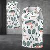 Men Plus Size V Neck Sleeveless Fencing Pattern Printed White Straight Hem Tank Top