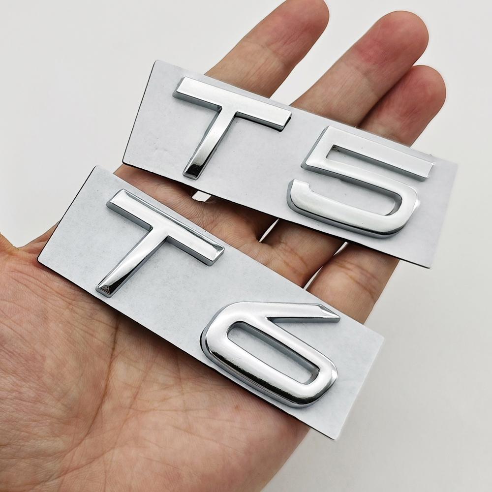 3d Metal Badge Car Rear Trunk Logo T5 T6 AWD Emblem for Volvo S40 S60 S90 XC40 XC60 XC90 V50 V70 T5 T6 AWD Sticker Accessories