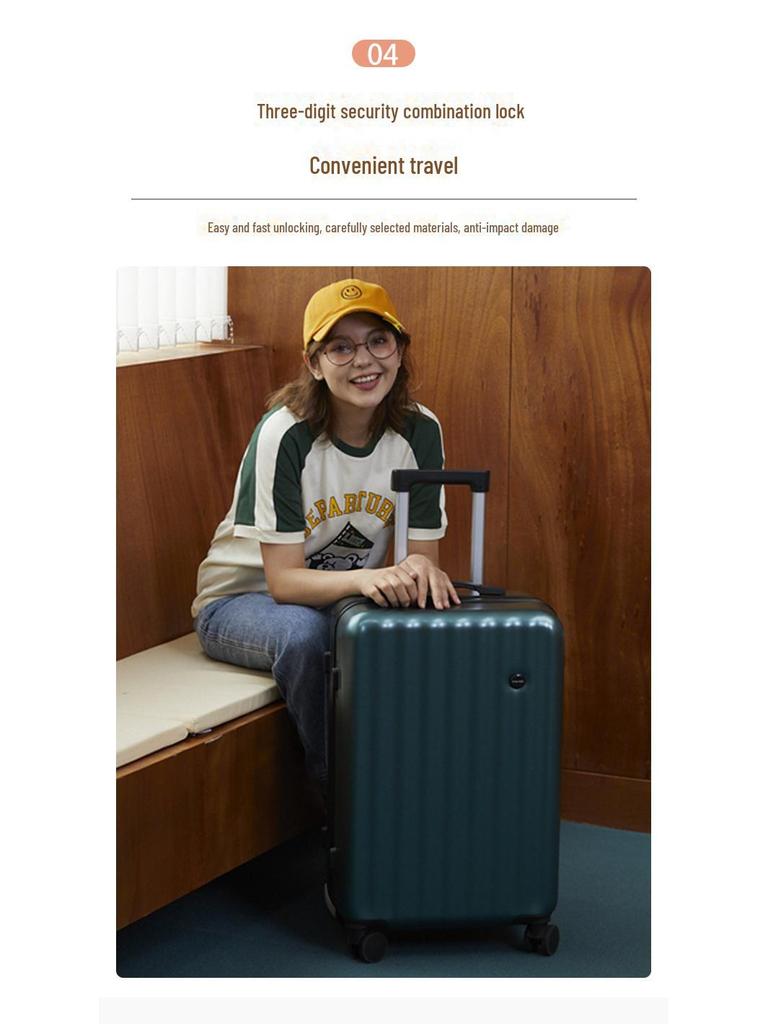 Stylish Japanese Suitcase: Durable, Universal-Wheel Trolley for Men & Women, Leather Finish, Perfect for Students.